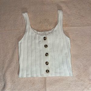 Knit button up crop tank top